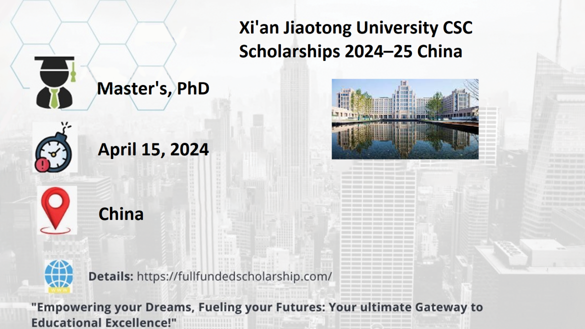 Xi’an Jiaotong University CSC Scholarships 2024–25 China