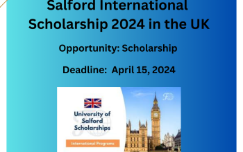 Salford International Scholarship 2024 in the UK